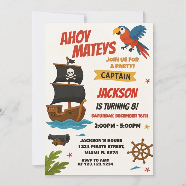 Custom Pirate Birthday Einladung (Vorderseite)