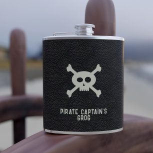 Custom Pirate Captain Name Black Flask Flachmann