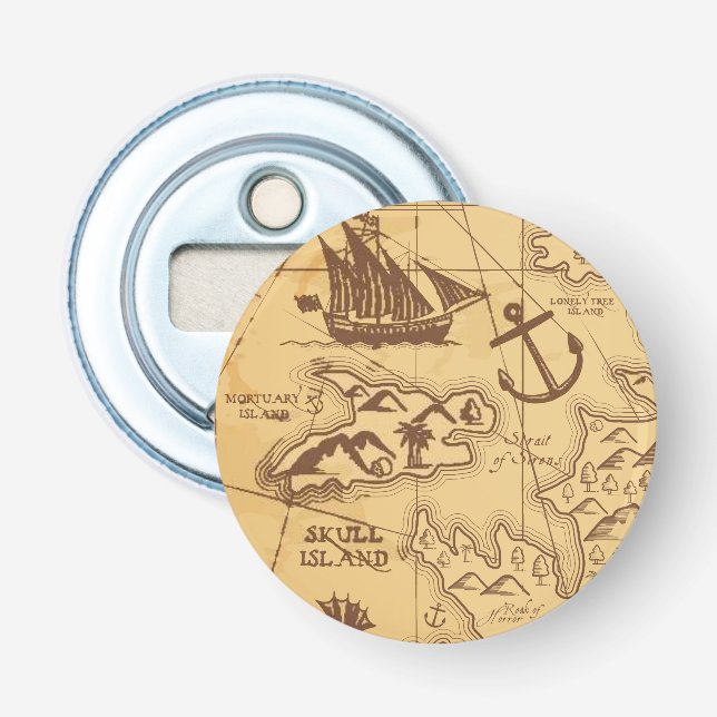 Custom Pirate Map Landpunktfamilie Flaschenöffner (Vorderseite)