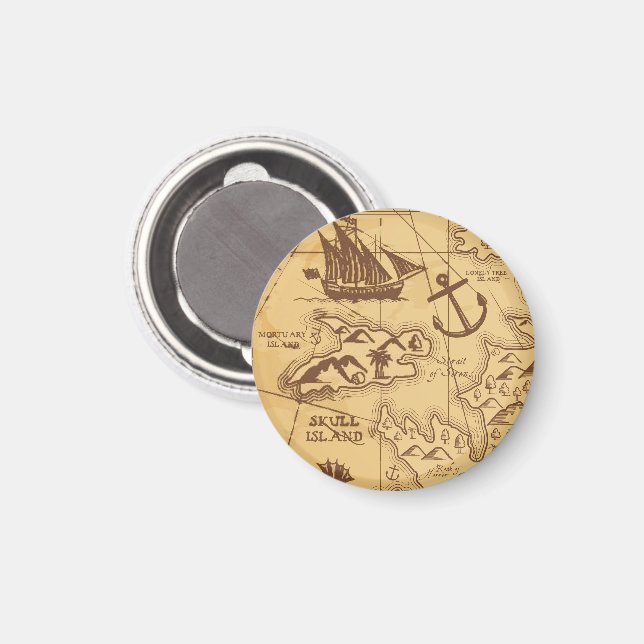 Custom Pirate Map Landpunktfamilie Magnet (Vorderseite/Rückseite)