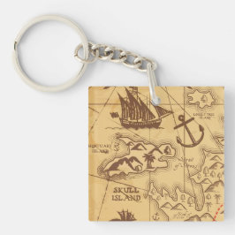 Custom Pirate Map Landpunktfamilie Schlüsselanhänger