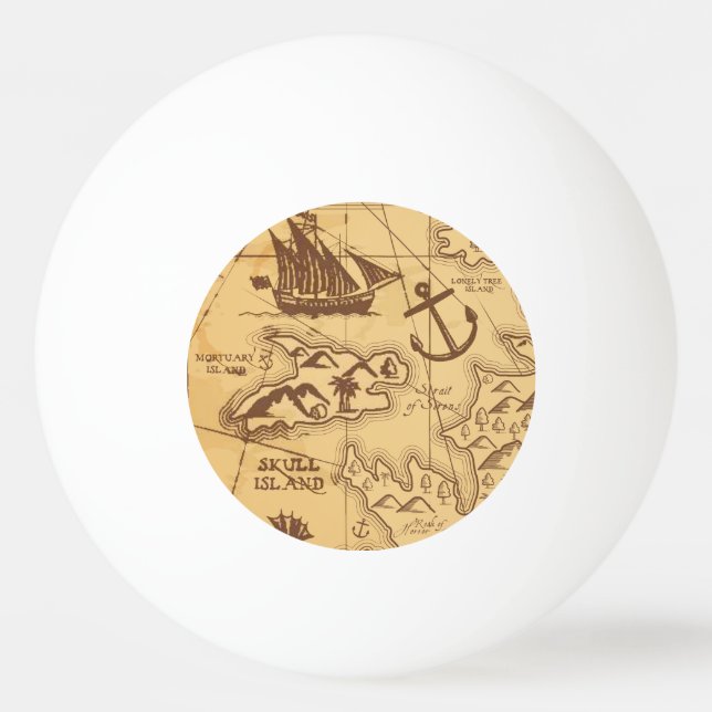Custom Pirate Map Landpunktfamilie Tischtennisball (Vorderseite)