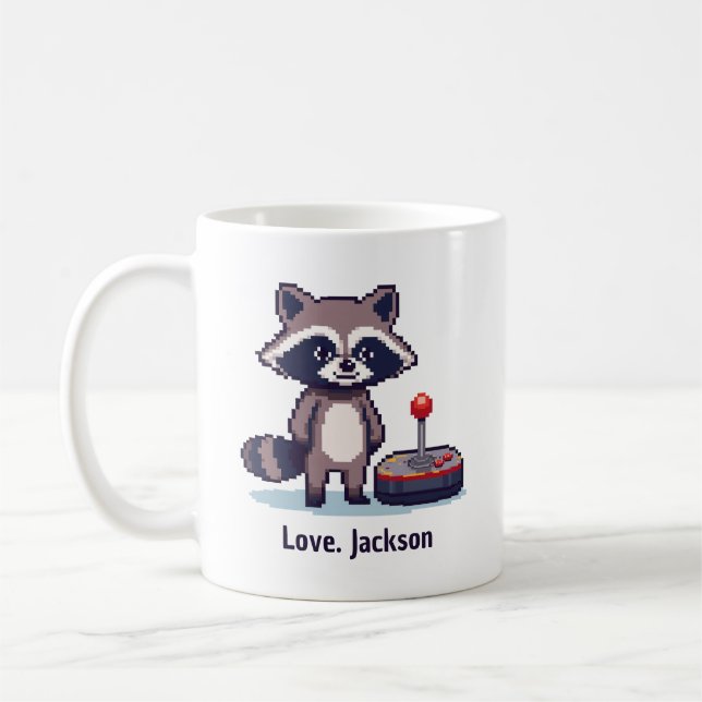 Custom Pixel Raccoon With Joystick Kaffeetasse (Links)