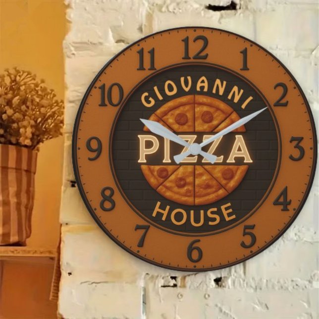 Custom pizza personalized pizzeria restaurant große wanduhr (Von Creator hochgeladen)
