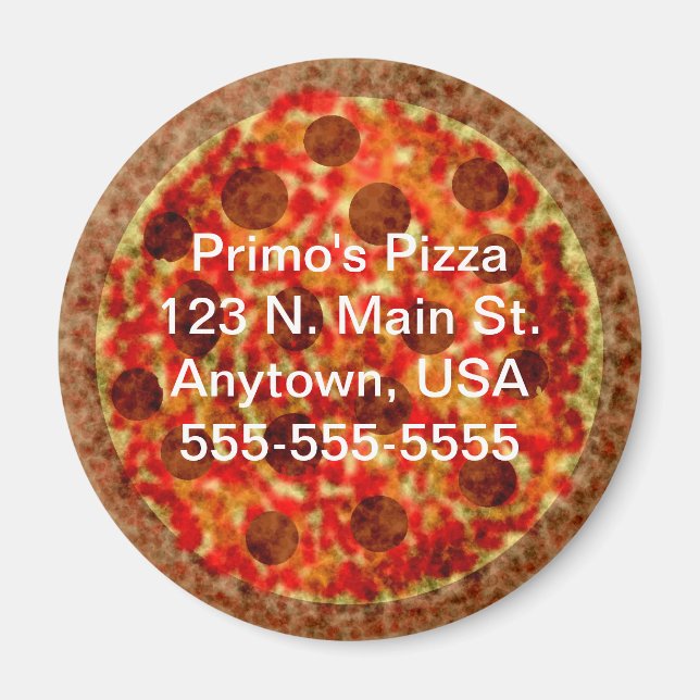 Custom Pizzeria Pizza Promotionmagazin Magnet (Vorne)
