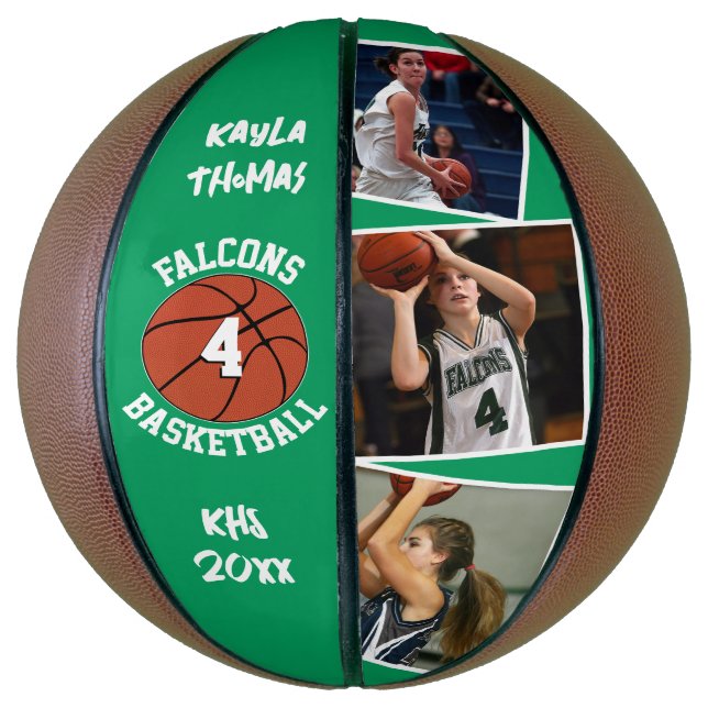 Custom Player Photos Team Name and Number Green Basketball (Vertikal)