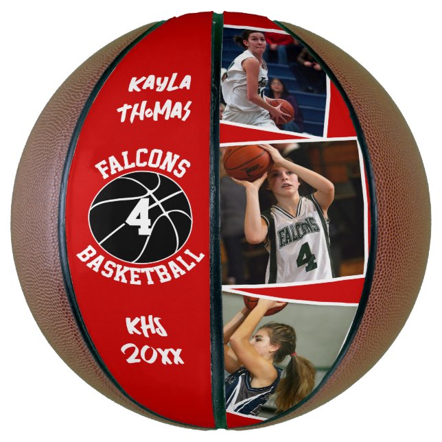 Custom Player Photos Team Name and Number Red Basketball (Vertikal)