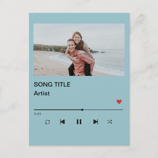 Custom Playlist Photo and Song QR Code PostCard  Postkarte (Vorderseite)