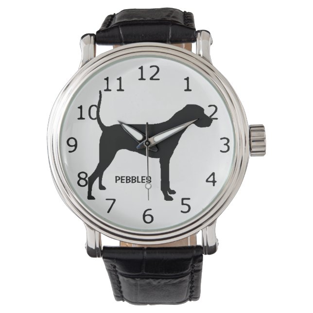 CUSTOM Plott Hound Hund Silhouette Armbanduhr (Vorderseite)