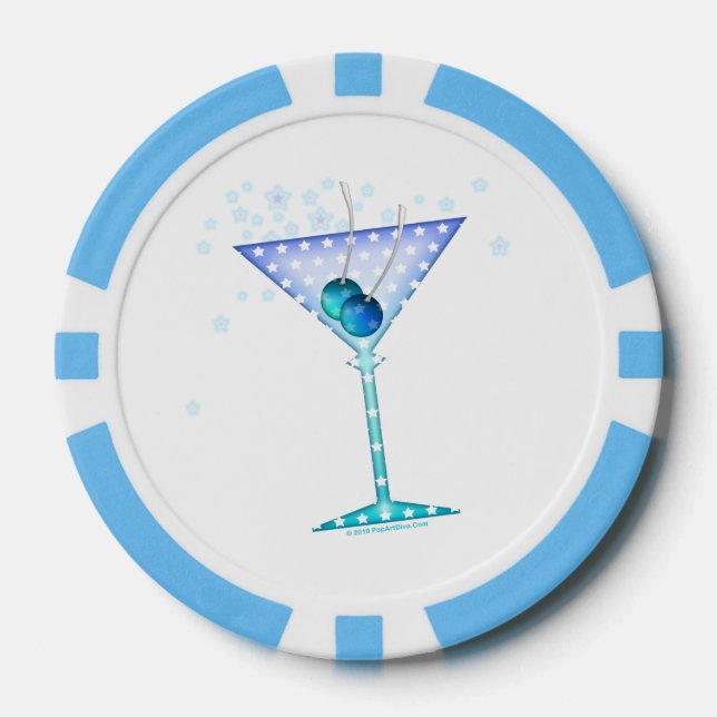 CUSTOM POKER CHIPS - BLAUE MARTINI (Vorderseite)