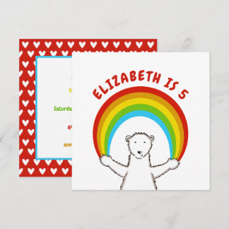 Custom Polar Bear & Rainbow Birthday Einladung