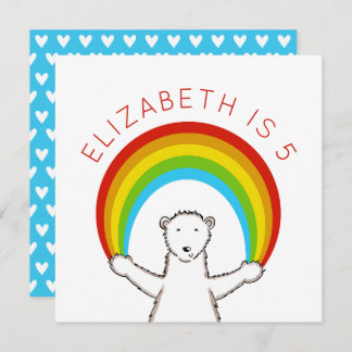 Custom Polar Bear & Rainbow Birthday Einladung