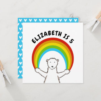 Custom Polar Bear & Rainbow Birthday Einladung