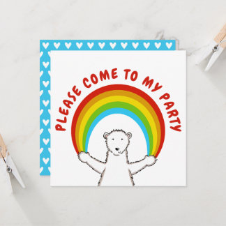 Custom Polar Bear & Rainbow Birthday Einladung