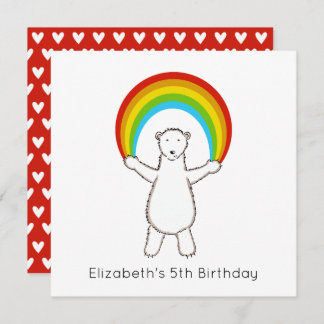 Custom Polar Bear & Rainbow Birthday Einladung