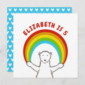 Custom Polar Bear & Rainbow Birthday Einladung