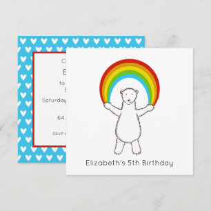 Custom Polar Bear & Rainbow Birthday Einladung