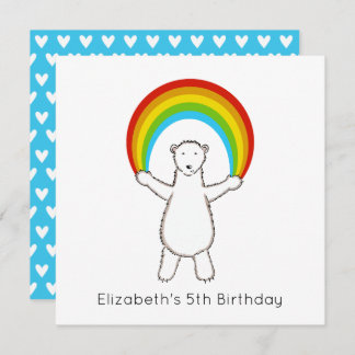 Custom Polar Bear & Rainbow Birthday Einladung