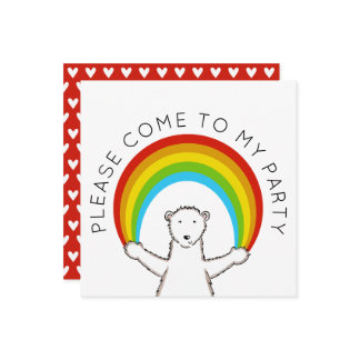 Custom Polar Bear & Rainbow Birthday Einladung