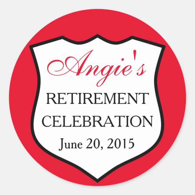 Custom Police Abzeichen Black Red Retirement Runder Aufkleber (Vorderseite)