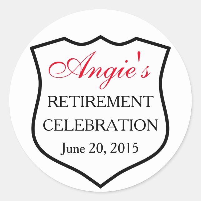 Custom Police Abzeichen Black Red Retirement Runder Aufkleber (Vorderseite)
