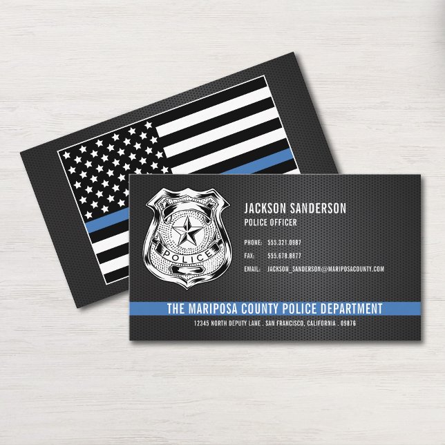 Custom Police Department Thin Blue Line Logo Visitenkarte (Custom Police Department Thin Blue Line Logo Business Card)