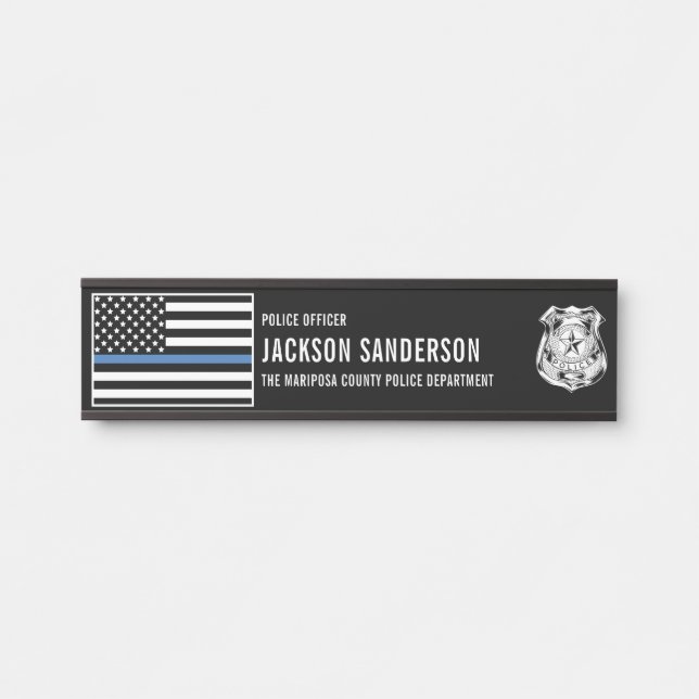 Custom Police Officer Department Thin Blue Line Türschild (Vorderseite )