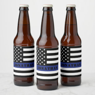 Custom Police Officer Thin Blue Line Polizeiabteil Bierflaschenetikett