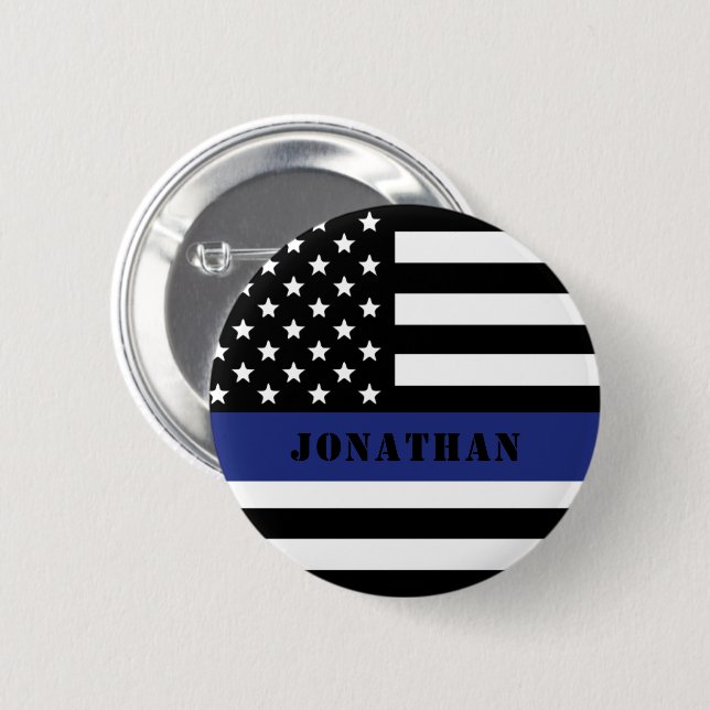 Custom Police Officer Thin Blue Line Polizeiabteil Button (Vorne & Hinten)