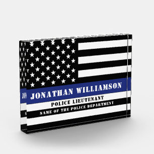 Custom Police Officer Thin Blue Line Polizeiabteil Fotoblock