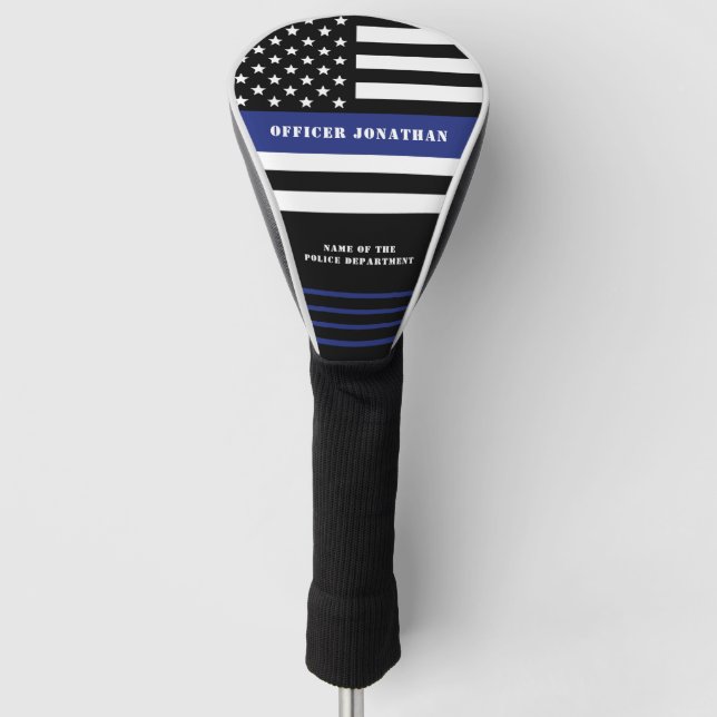 Custom Police Officer Thin Blue Line Polizeiabteil Golf Headcover (Vorderseite)