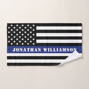 Custom Police Officer Thin Blue Line Polizeiabteil Handtuch