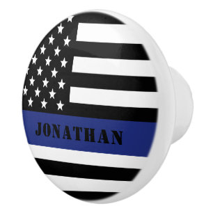 Custom Police Officer Thin Blue Line Polizeiabteil Keramikknauf