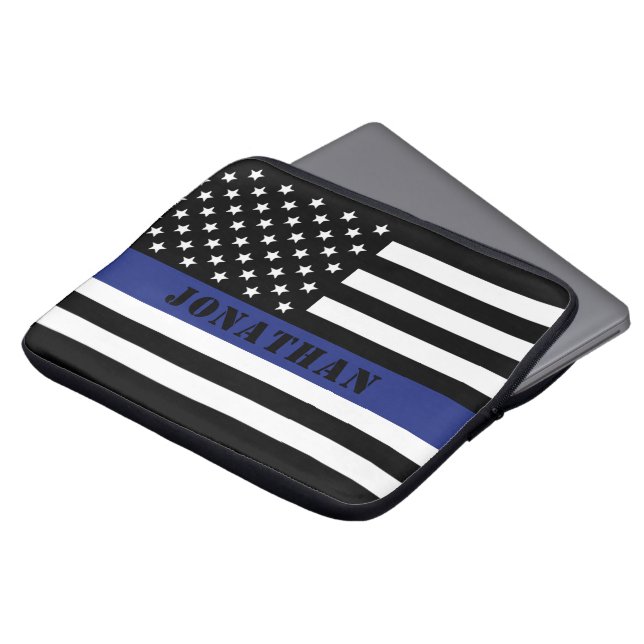 Custom Police Officer Thin Blue Line Polizeiabteil Laptopschutzhülle (Vorne Oben)
