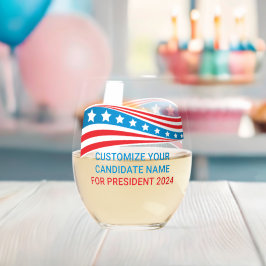 Custom Political Campaign 2024 American Flag Weinglas Ohne Stiel