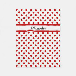 Custom Polka Dot Red White Background Fleecedecke