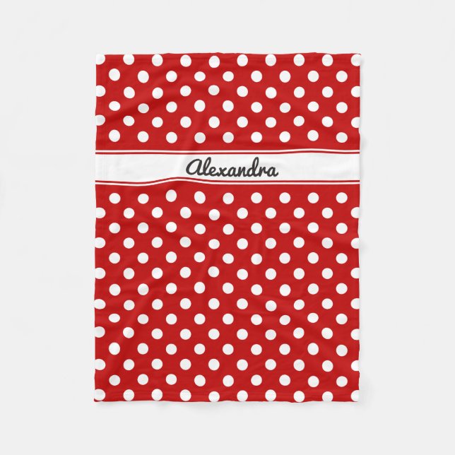 Custom Polka Dot Red White Background Fleecedecke (Vorderseite)