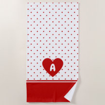 Custom Polka Dot Red White Background Monogram