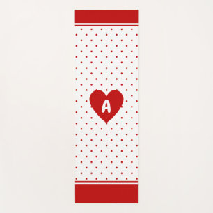 Custom Polka Dot Red White Background Monogram Yogamatte