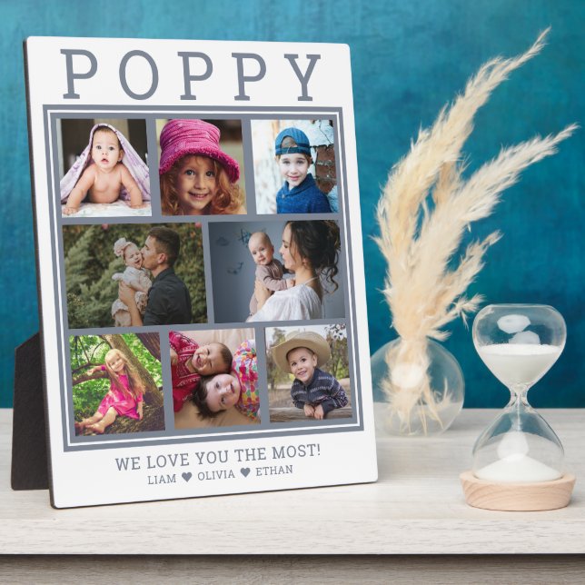 Custom Poppy Wir Liebe Sie 8 FotoCollage grau Fotoplatte (Seite)