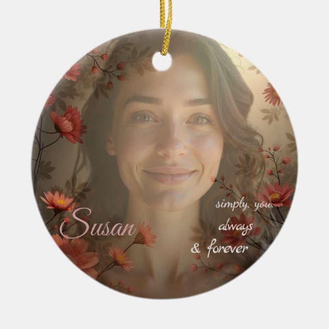 Custom Portrait for Her – Personalized Photo Gift Keramik Ornament (Vorne)