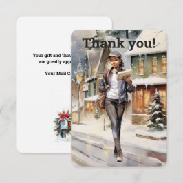 Custom Postal Woman Letter Carrier Weihnachten Dankeskarte