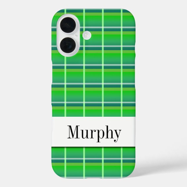 Custom Preppy Green Kariert iPhone Case (Rückseite)