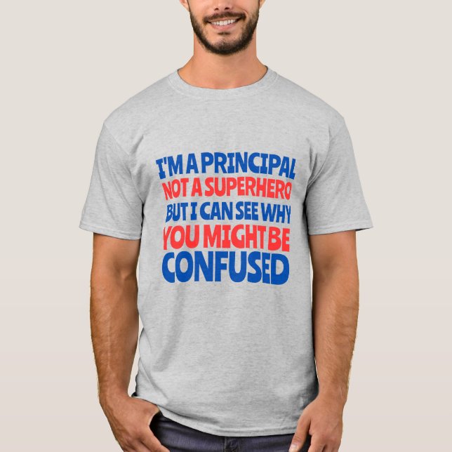 Custom Principal Funny Superhero Men's T-Shirt (Vorderseite)