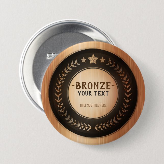 CUSTOM PRINT DIY MEDAL Bronze Champion EDITABLE Button (Vorne & Hinten)