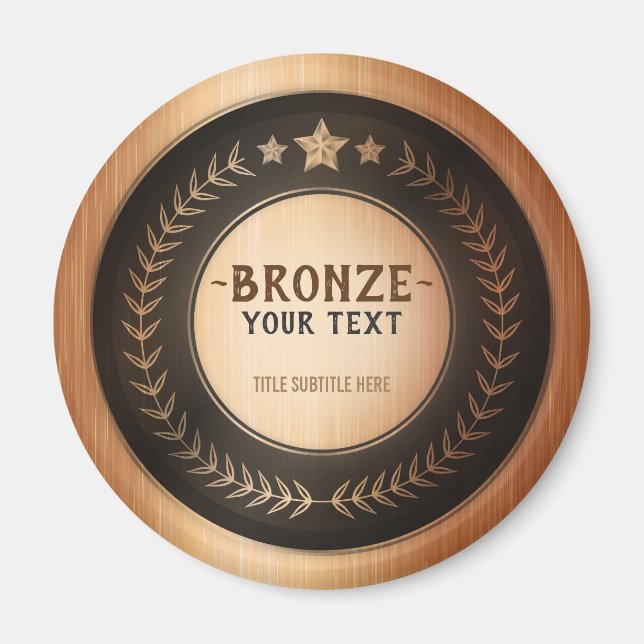 CUSTOM PRINT DIY MEDAL Bronze Champion EDITABLE Magnet (Vorne)
