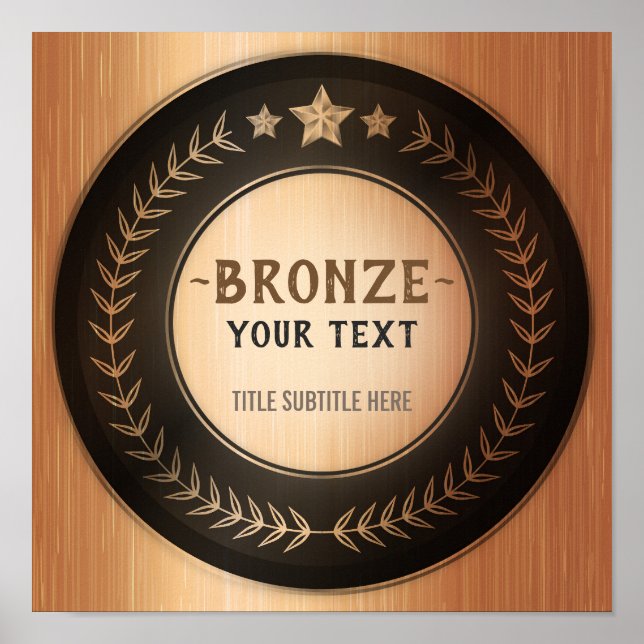 CUSTOM PRINT DIY MEDAL Bronze Champion EDITABLE Poster (Vorne)