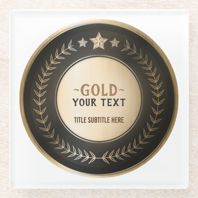 CUSTOM PRINT DIY MEDAL Gold #1 Champion EDITABLE Glasuntersetzer (Vorderseite)