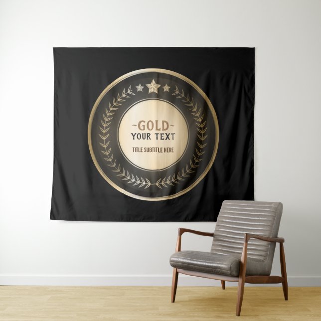 CUSTOM PRINT DIY MEDAL Gold #1 Champion EDITABLE Wandteppich (Beispiel (Horizontal))