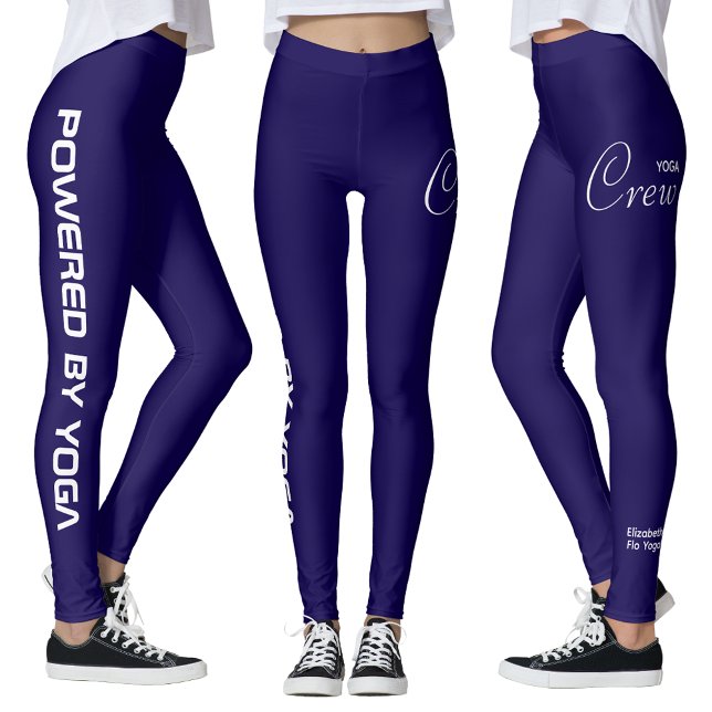 Custom Print Yoga Crew Dark Blue Leggings (Dark Blue Yoga Leggings)